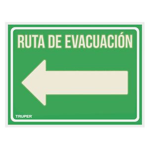 Letrero "ruta De Evacuación Izquierda" 21x28cms Truper